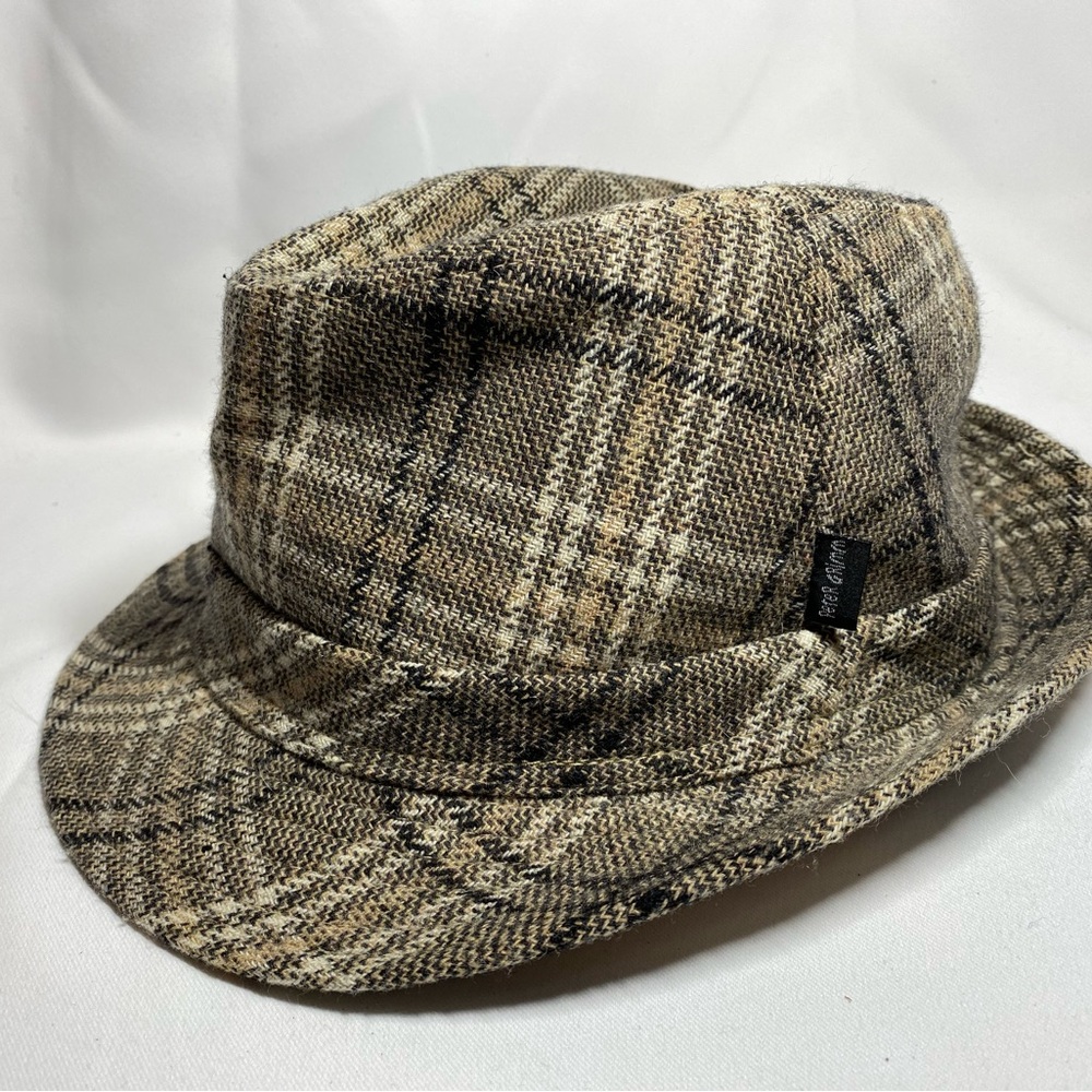 Peter Grimm Cotton lightweight Black/Tan Check Fedora Size S/M